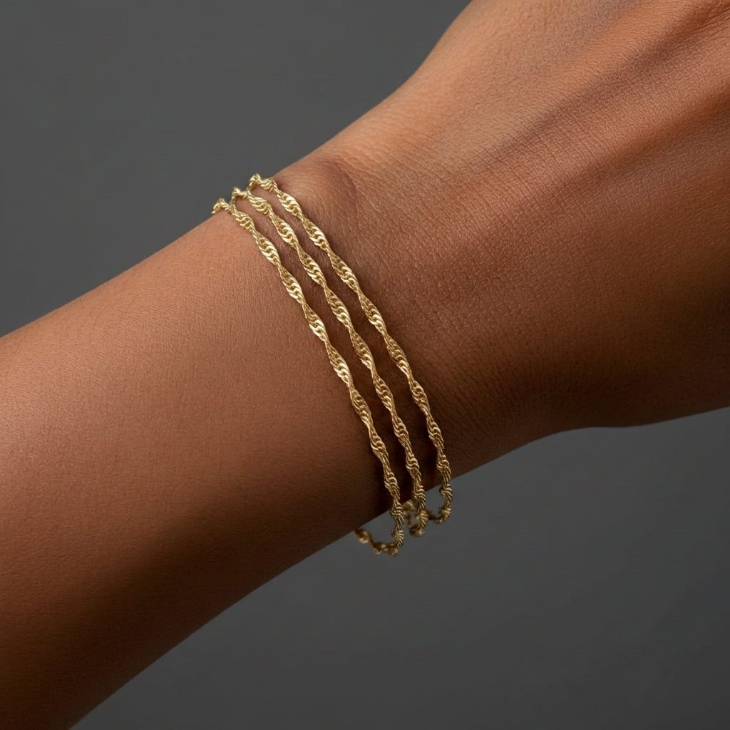 14k gold water ripple bracelet
