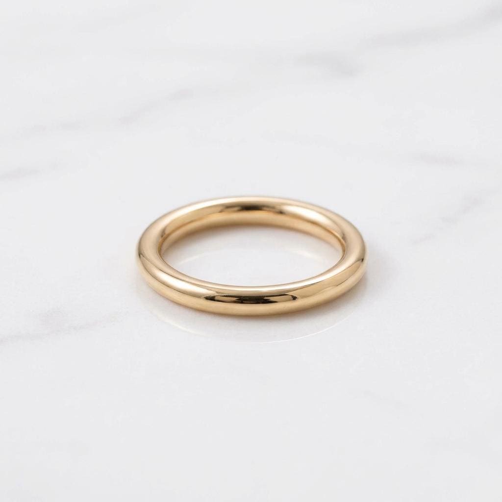 14K Soilid Gold Donut Ring, 2mm Thick Comfort Fit Band, Solid Wedding Ring