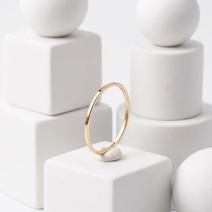 14K Solid Gold Stacking Rings Set Ultra Thin Band
