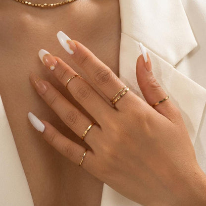14K Solid Gold Stacking Rings Set Ultra Thin Band