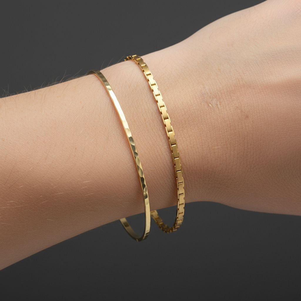 14k gold hammered bangle