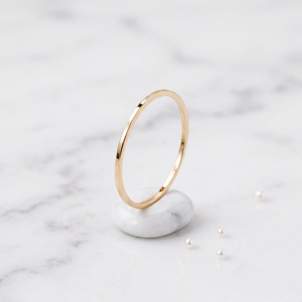 14K Solid Gold Stacking Rings Set Ultra Thin Band