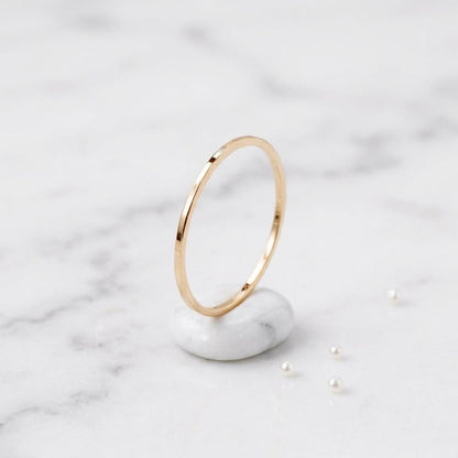 14K Solid Gold Stacking Rings Set Ultra Thin Band