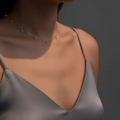 14K Gold Natural Pearl Tassel Necklace