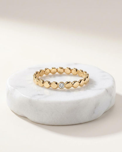 14K Solid Gold Moissanite Ring for Women Handmade Stacking Band