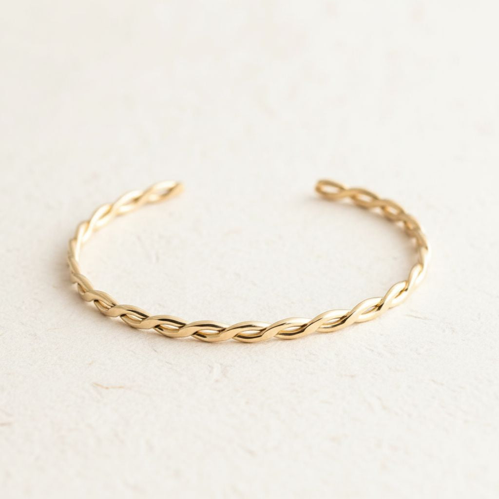 14k gold open twist bracelet