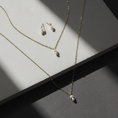 14K Gold Natural Pearl Organic Nugget Necklace Factory Direct