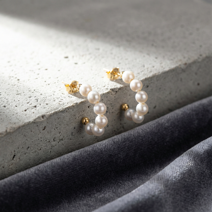 14k gold natural pearl vintage earrings