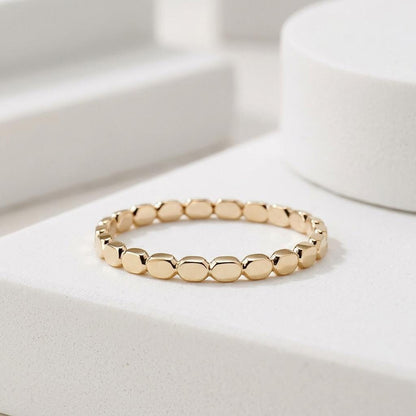 14K Solid Gold Square Block Ring, Minimalist Ingot Stacking Band