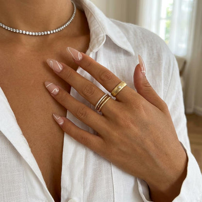 14K Solid Gold 1.6 mm Rope Twist Ring, Dainty Twisted Wedding Band