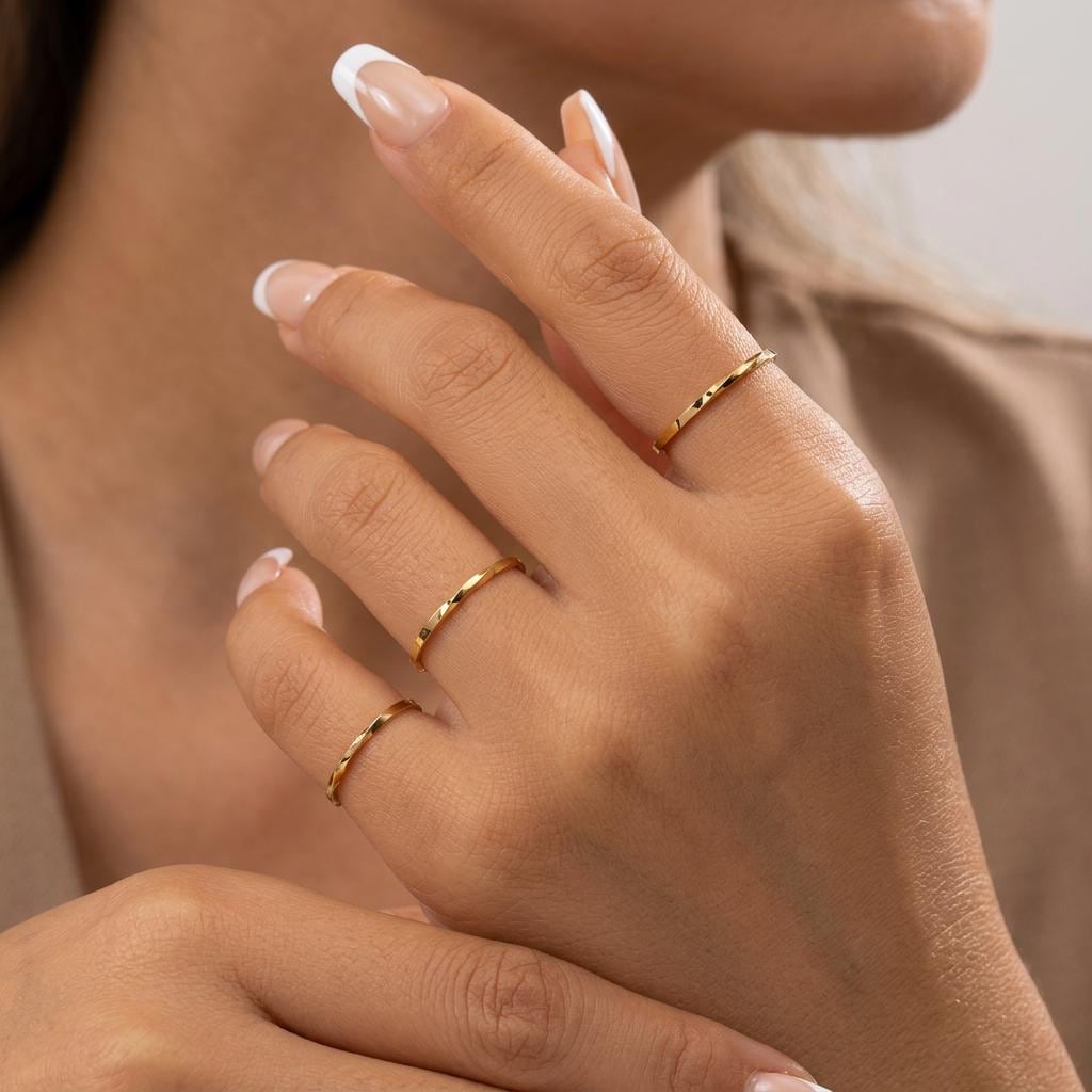 14K Solid Gold Moebius Ring, Infinity Twist Band, Pinky Ring
