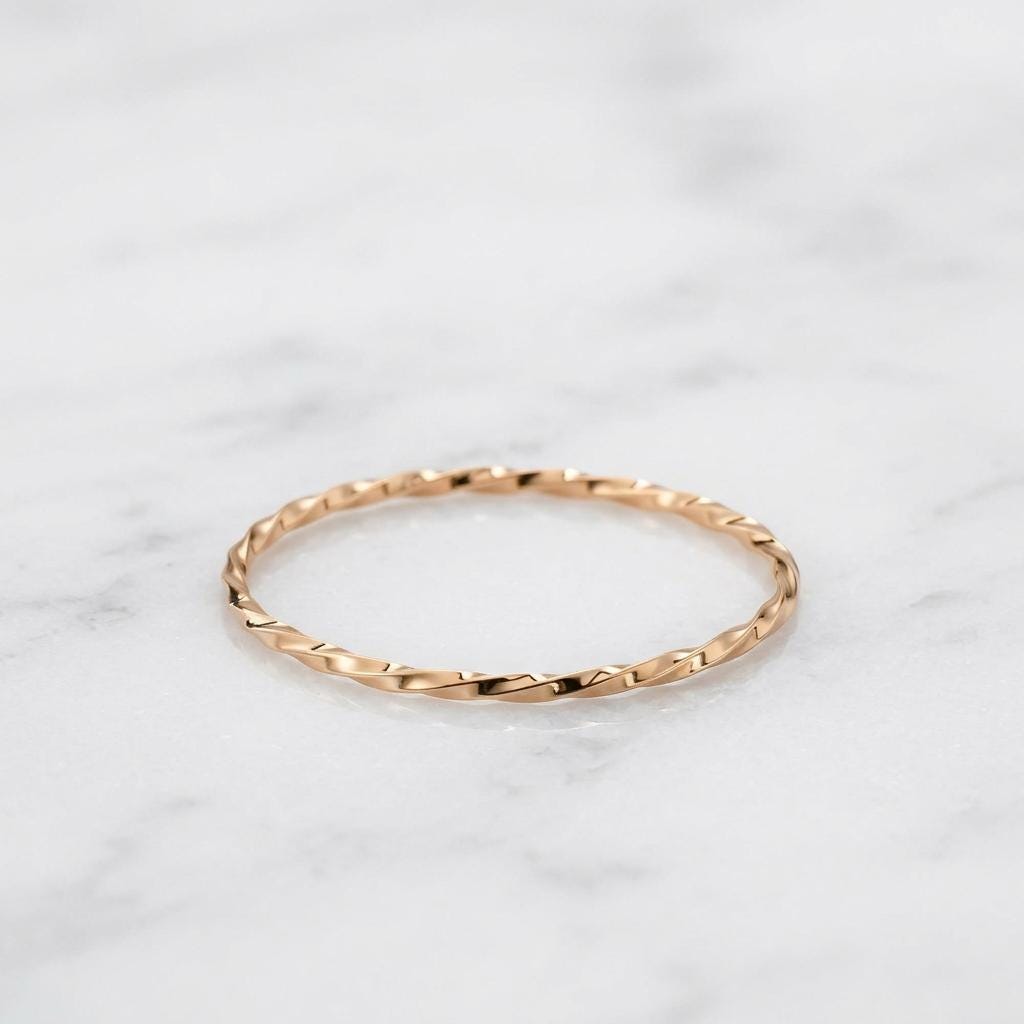 14K Solid Gold Fine Square Twisted Rope Pinky Ring