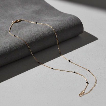 14K Gold Black Spinel Necklace