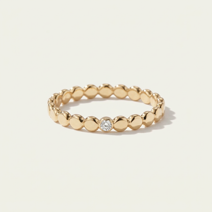 14K Solid Gold Moissanite Ring for Women Handmade Stacking Band