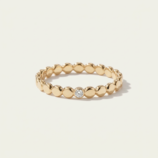 14K Solid Gold Moissanite Ring for Women Handmade Stacking Band