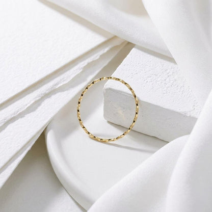 14K Solid Gold Fine Square Twisted Rope Pinky Ring
