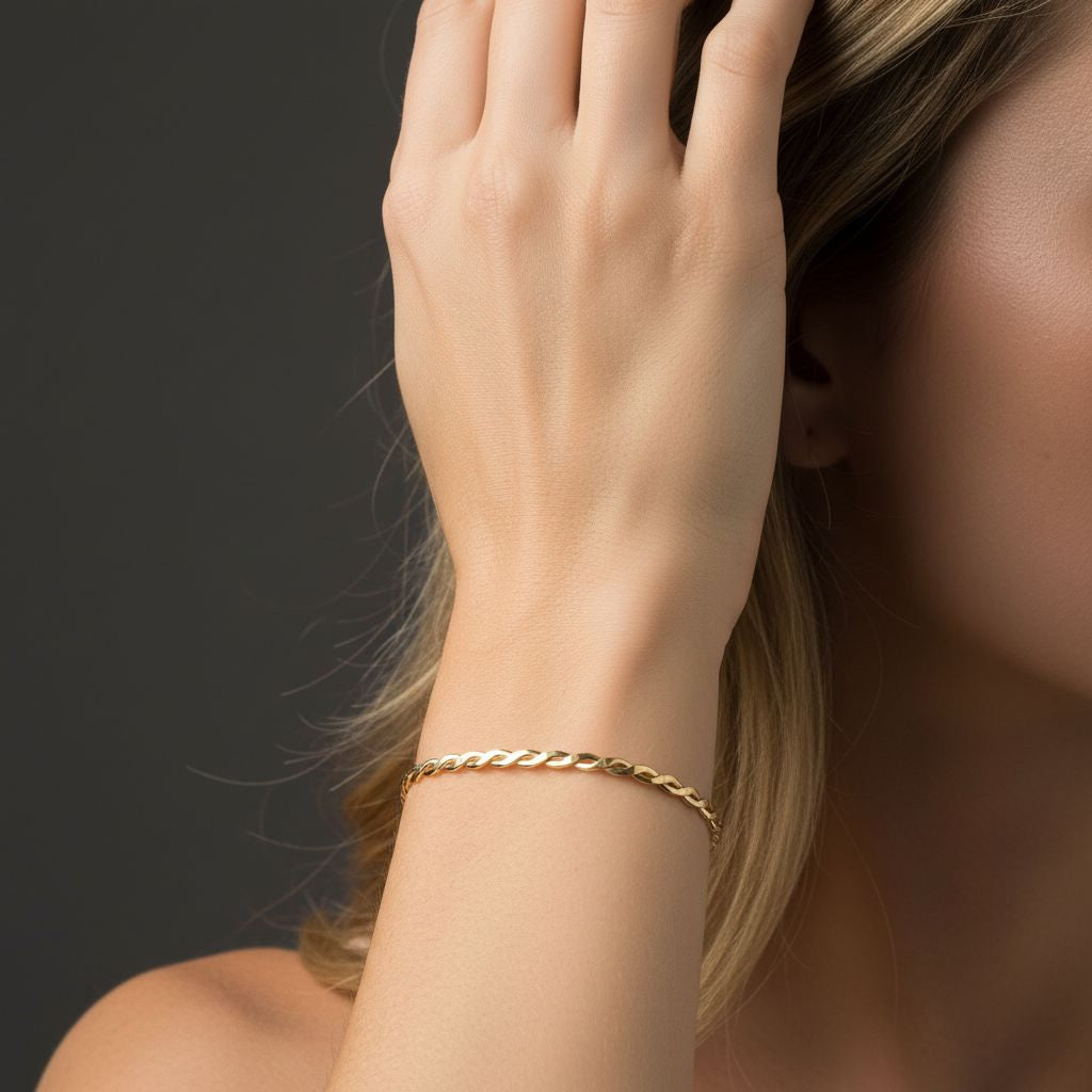14k gold open twist bracelet