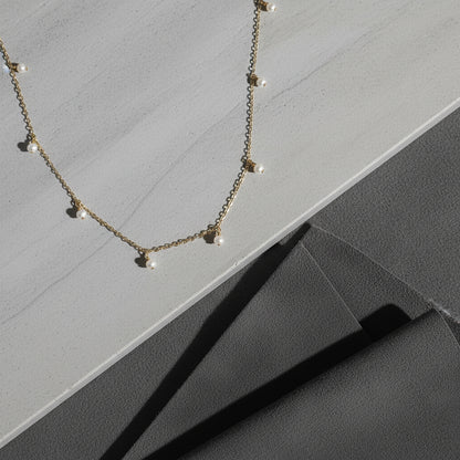 14K Gold Natural Pearl Tassel Necklace