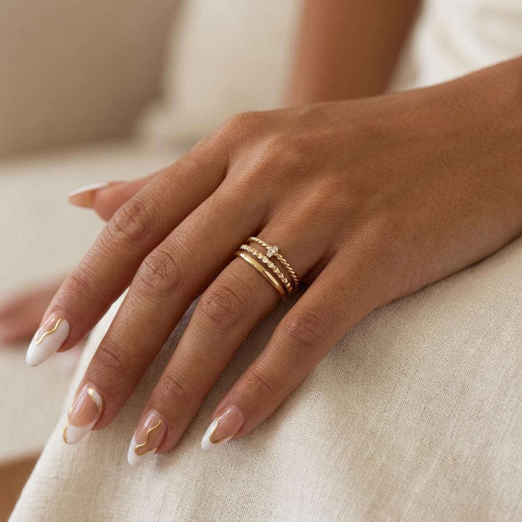 14K Solid Gold Engraved Gear Ring, Sparkly Striped Wedding