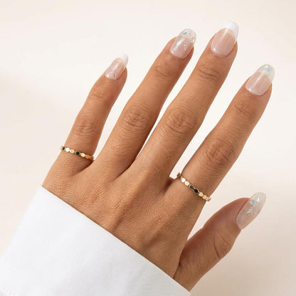 14K Solid Gold Square Block Ring, Minimalist Ingot Stacking Band