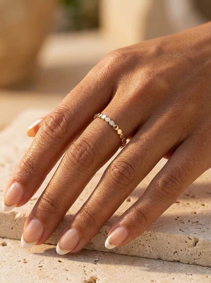 14K Solid Gold Moissanite Ring for Women Handmade Stacking Band