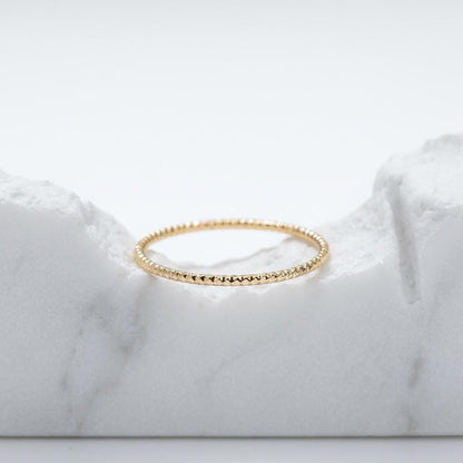14K Solid Gold Faceted Knuckle Ring, Dainty Sparkly Ring