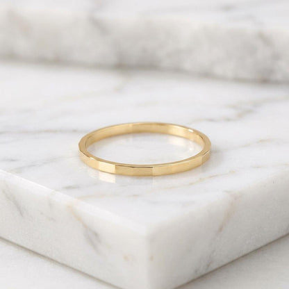 14K Solid Gold Handcrafted Checkered Facet Ring