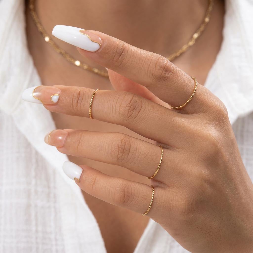 14K Solid Gold Faceted Knuckle Ring, Dainty Sparkly Ring