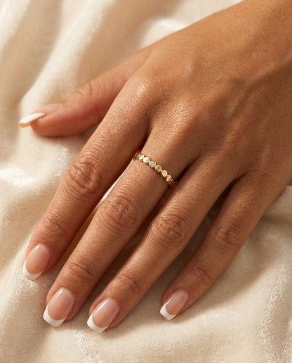 14K Solid Gold Moissanite Ring for Women Handmade Stacking Band