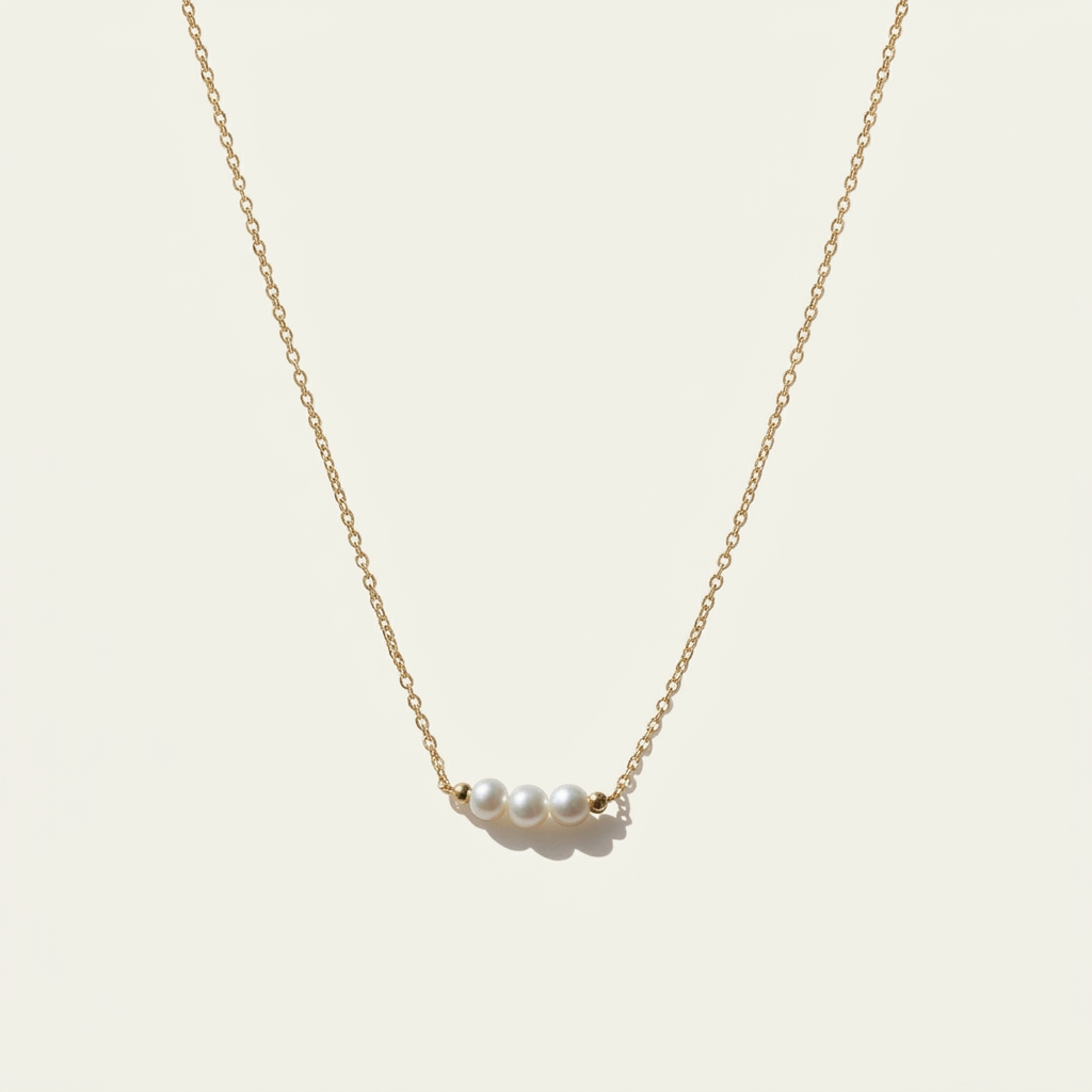 14K Gold Natural Pearl Smile Necklace