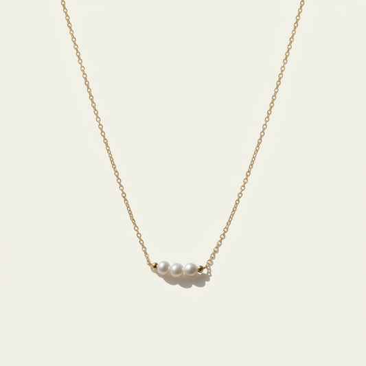 14K Gold Natural Pearl Smile Necklace
