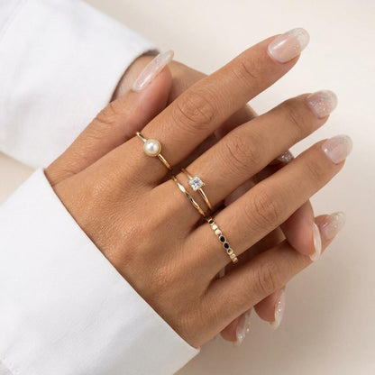 14K Solid Gold Square Block Ring, Minimalist Ingot Stacking Band