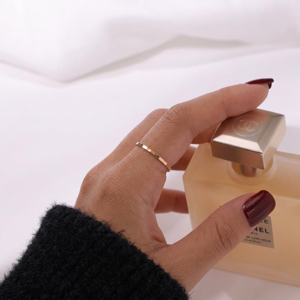 14K Solid Gold Handcrafted Checkered Facet Ring