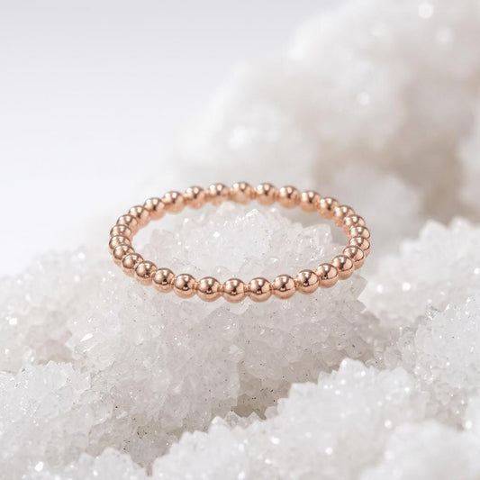 14K Solid Rose Gold 1.9 mm Solid Bead Ring Stackable Band