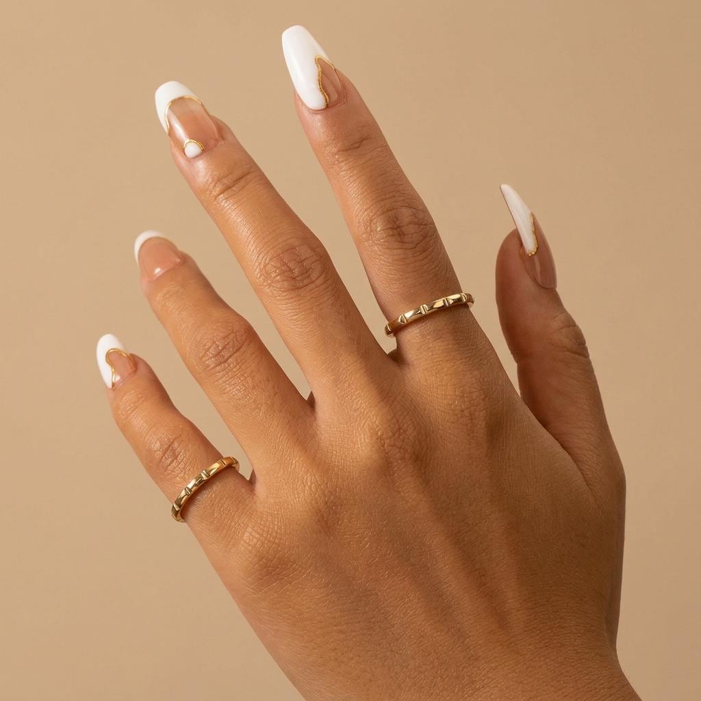 14K Solid Gold Faceted Rectangle wedding Ring