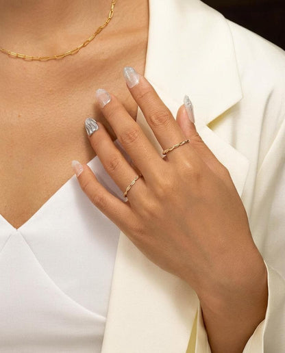 Handcrafted Solid 14K Gold Two Tone Faceted Rope Twist Ring