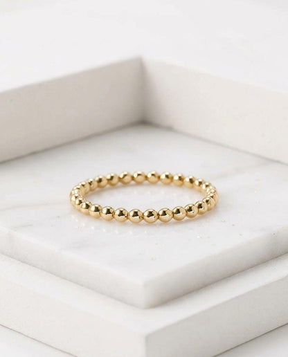 1.9 mm Solid Bead 14K Gold Pinky Ring Stackable Band