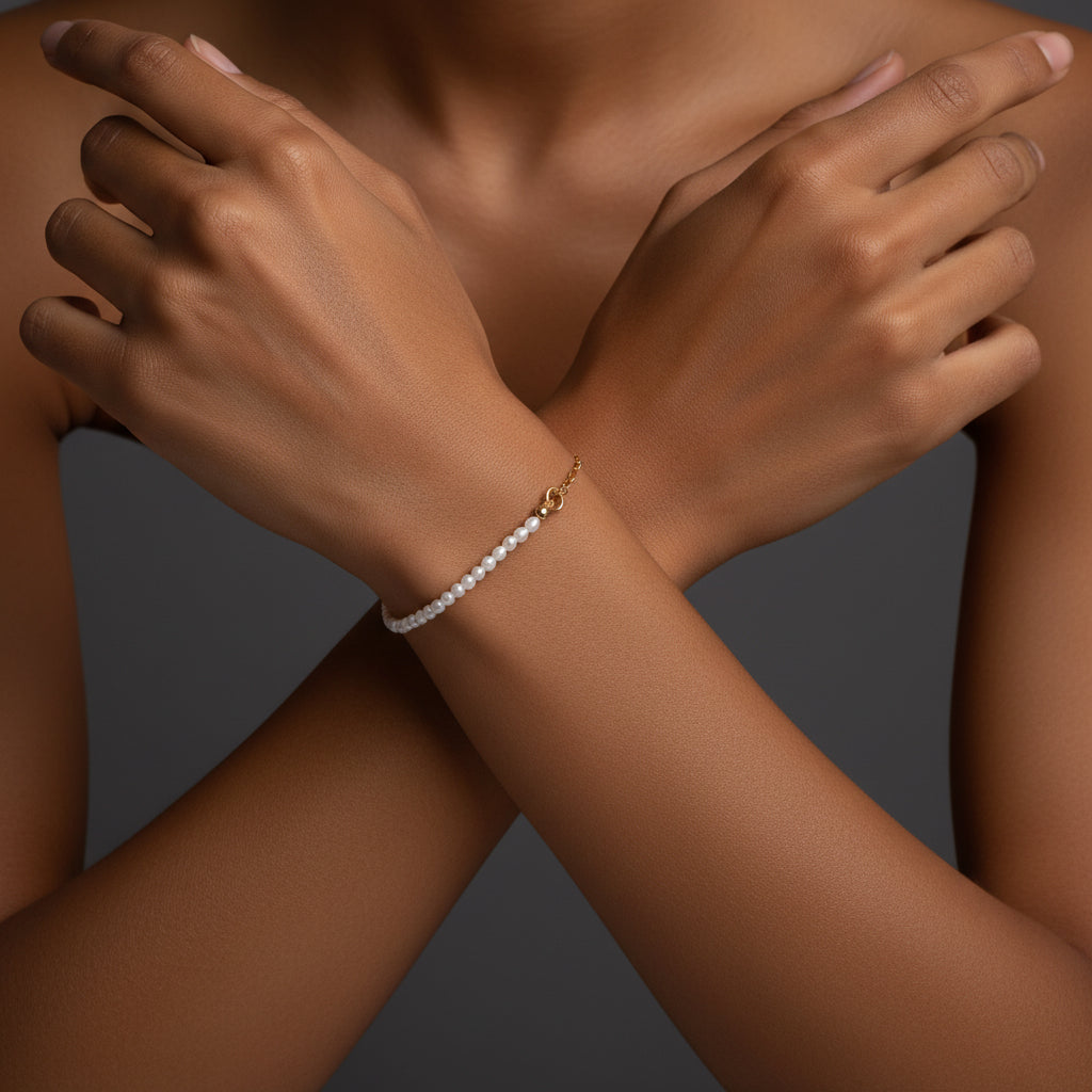 14k gold natural pearl bracelet