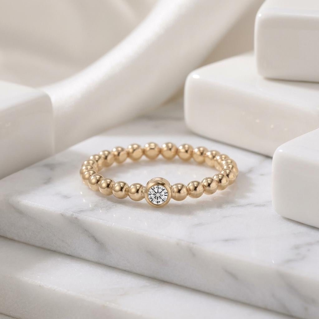 14K Solid Gold Moissanite Ring,  Engagement Ring , Diamond Alternative Wedding Band