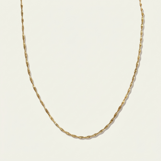 14K Gold Water Wave Ripple Necklace