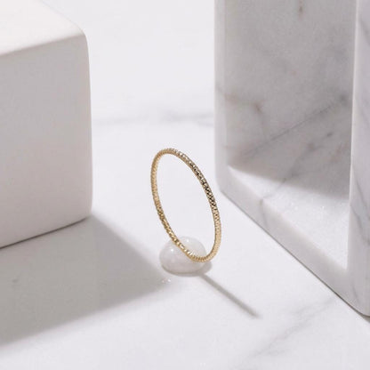 14K Solid Gold Faceted Knuckle Ring, Dainty Sparkly Ring