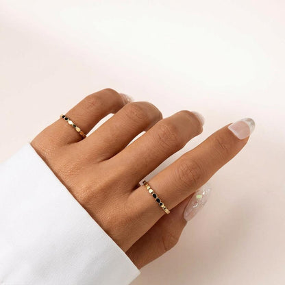 14K Solid Gold Square Block Ring, Minimalist Ingot Stacking Band