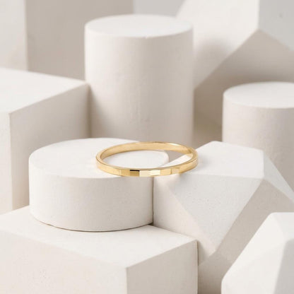 14K Solid Gold Handcrafted Checkered Facet Ring
