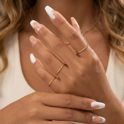 14K Solid Gold Faceted Sparkle Ring for Women