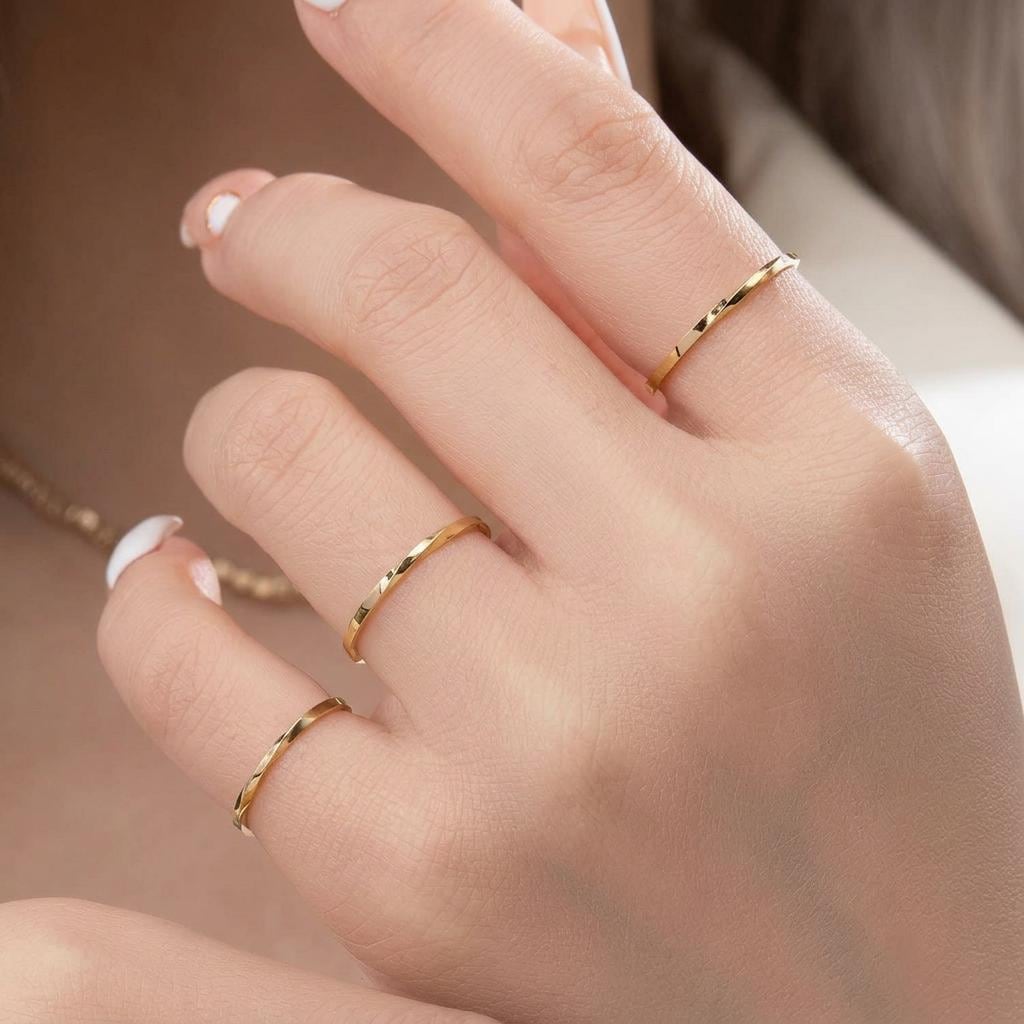 14K Solid Gold Moebius Ring, Infinity Twist Band, Pinky Ring