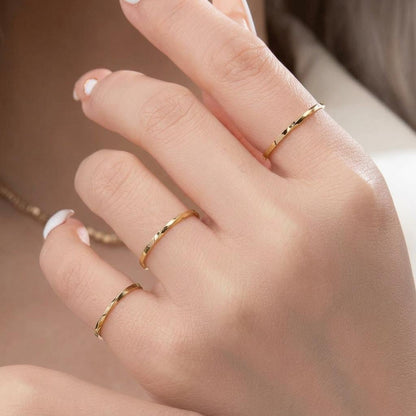 14K Solid Gold Moebius Ring, Infinity Twist Band, Pinky Ring
