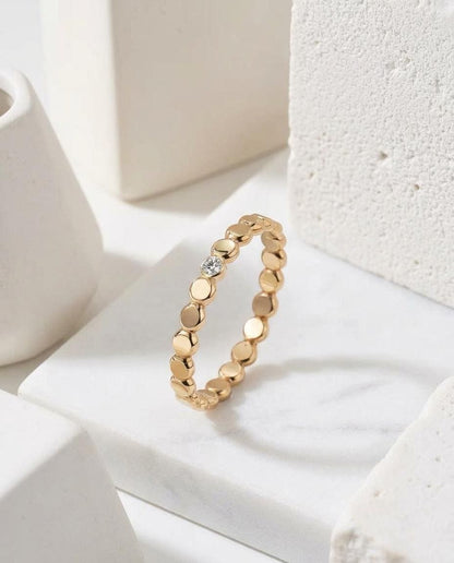 14K Solid Gold Moissanite Ring for Women Handmade Stacking Band