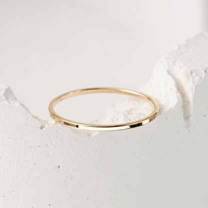 14K Solid Gold Stacking Rings Set Ultra Thin Band