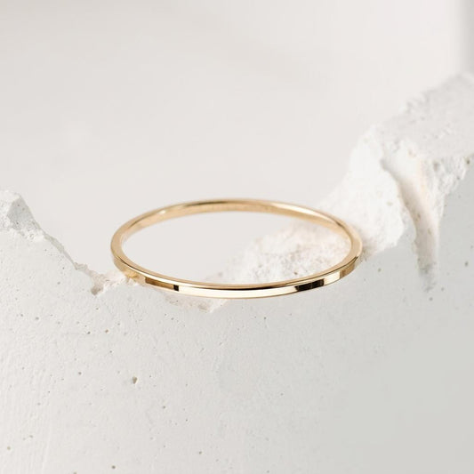 14K Solid Gold Stacking Rings Set Ultra Thin Band