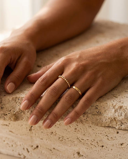 1.9 mm Solid Bead 14K Gold Pinky Ring Stackable Band